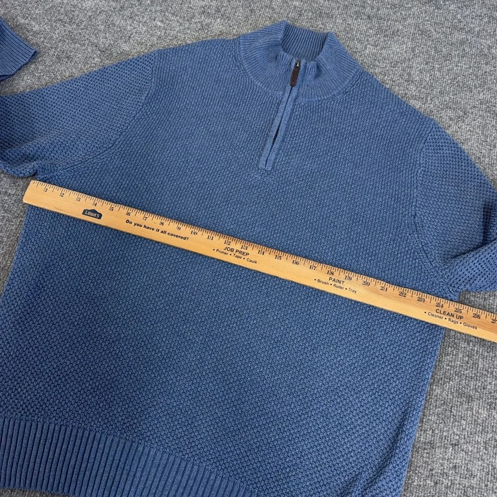 J.CREW Sweater Men XL Blue Pique Half Zip Soft Cotton 1/4 1/2 Waffle Knit NEW
